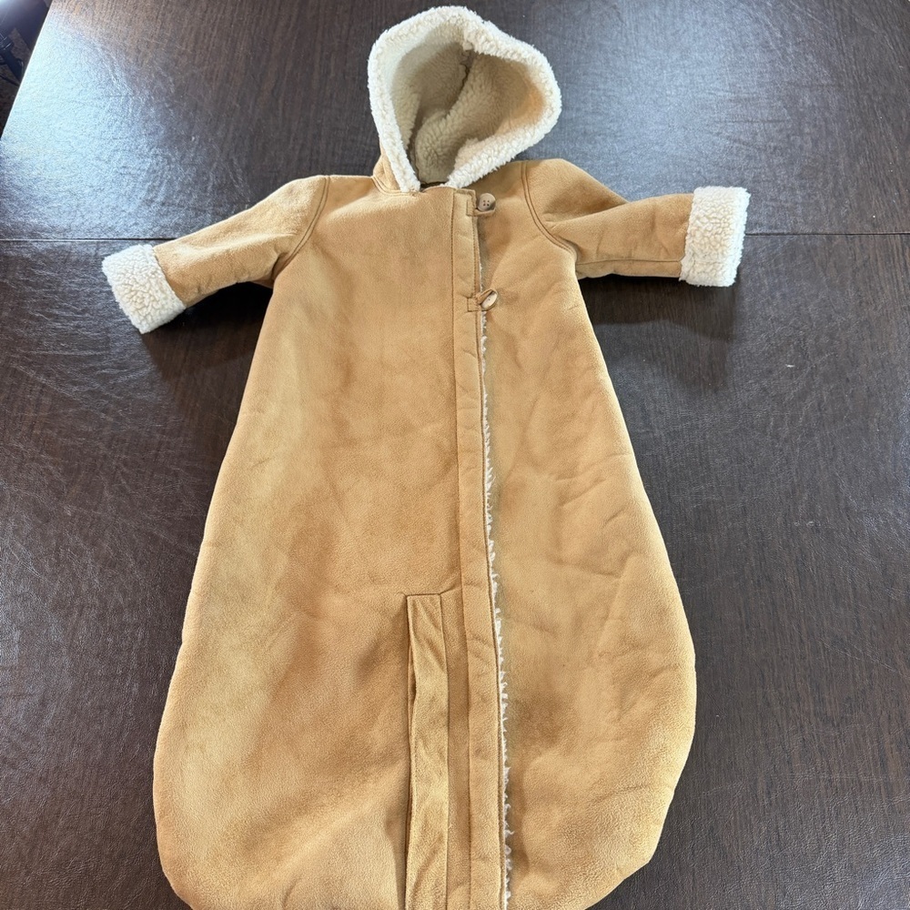 Baby Gap Brown Faux Suede Sherpa Bunting Snow Suit Size 6-12 Months